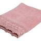 Розовое махровое полотенце для лица с кружевом Gul Guler Mine Kurusu