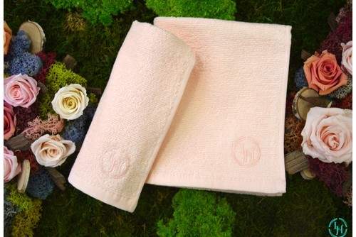 Купить полотенца для рук махровое персиковое c вышивкой Laura Home
