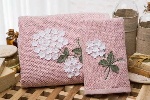 Махровое полотенце для рук розовое Kayla Home Sweet Home