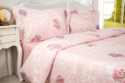 Розовое постельное белье евро Home Sweet Home Arlina Pink